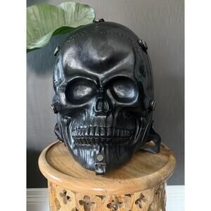 3D Skull Backpack Hard Shell Black Gothic Punk Statement Bag Adjustable Straps